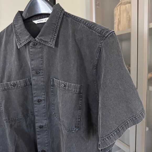 3sixteen Black Stonewash Denim Work Shirt XL NEW Short Sleeve Cotton Button Up - Picture 2 of 6